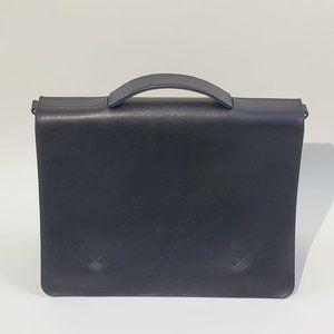 Large Handmade Messenger Bag, Full-Grain Leather, Minimal Laptop Bag, Black - Cl